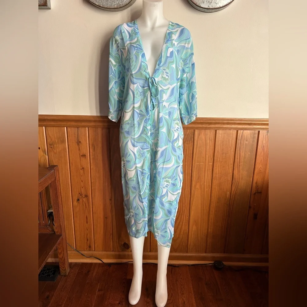 Shade & Shore S/M bathing suit cover, blues and greens, swim suit cover, cruise